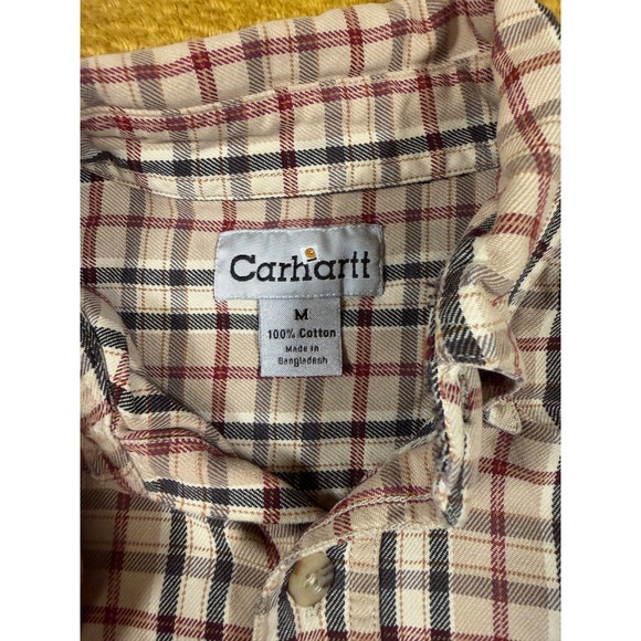 Carhartt Men's Plaid Button Up Shirt Size M 100 Cotton Long Sleeve Casual Top - Picture 6 of 12